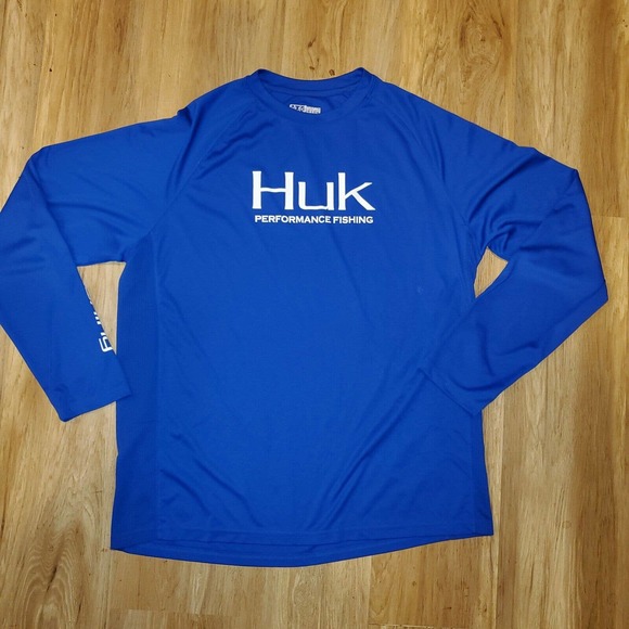 Huk Other - Huk Performance Fishing Shirt Mens Large Blue Long Sleeve Crew Neck Pullover